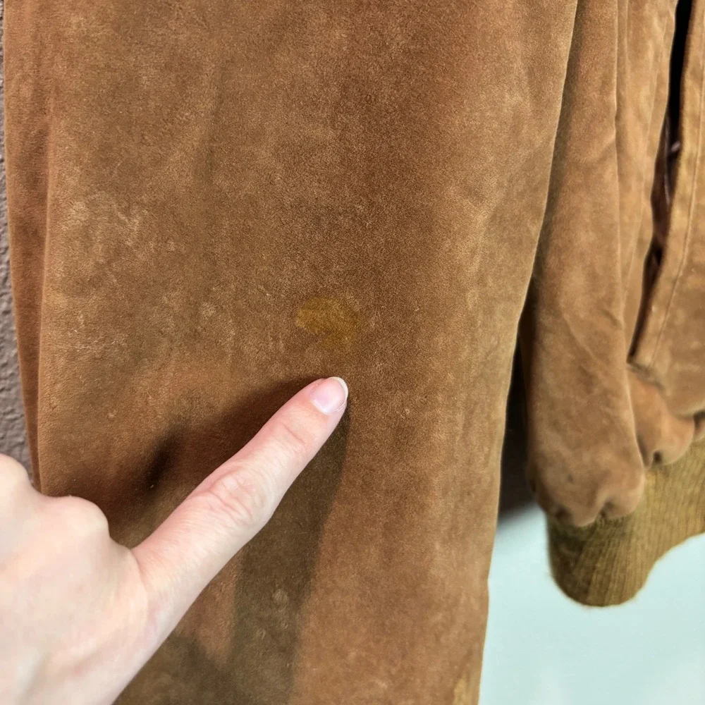 Brad Whitney Vintage Faux Suede Aviator Bomber Jacket Mens 2XL Brown Zip Front‎